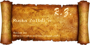 Ruska Zoltán névjegykártya